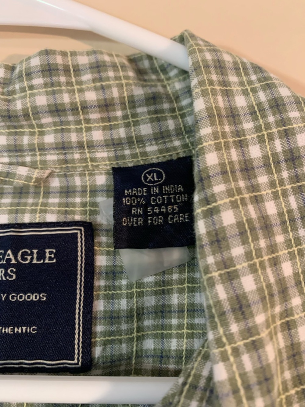 Y2K American Eagle  Green Plaid Short-Sleeve Shirt with Embroidered Back Design - Picture 2 of 6